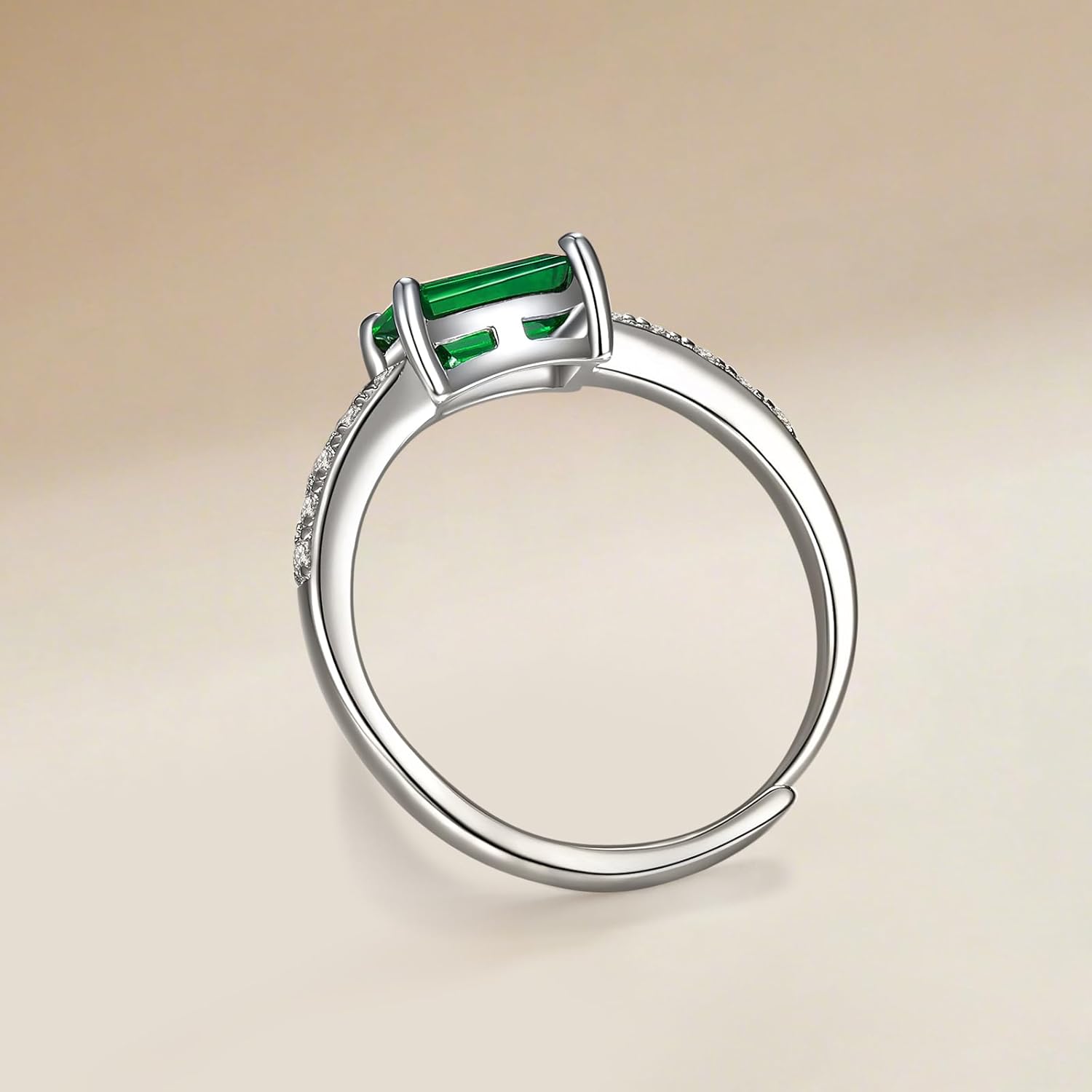 925 Sterling Silver Ring, Emerald Birthstone Ring, Fashionable Women's Gemstone Ring, Engagement Promise Ring, Women's Jewelry, Engagement, Anniversary, Valentine's Day Gift - Image 6