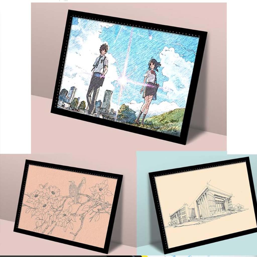Wmarking UK Tablette Lumineuse, 3 Couleurs Dimmable Ultre-Mince LED Planche À Dessin avec Ligne D'échelle Précise Table Lumineuse Blueprint