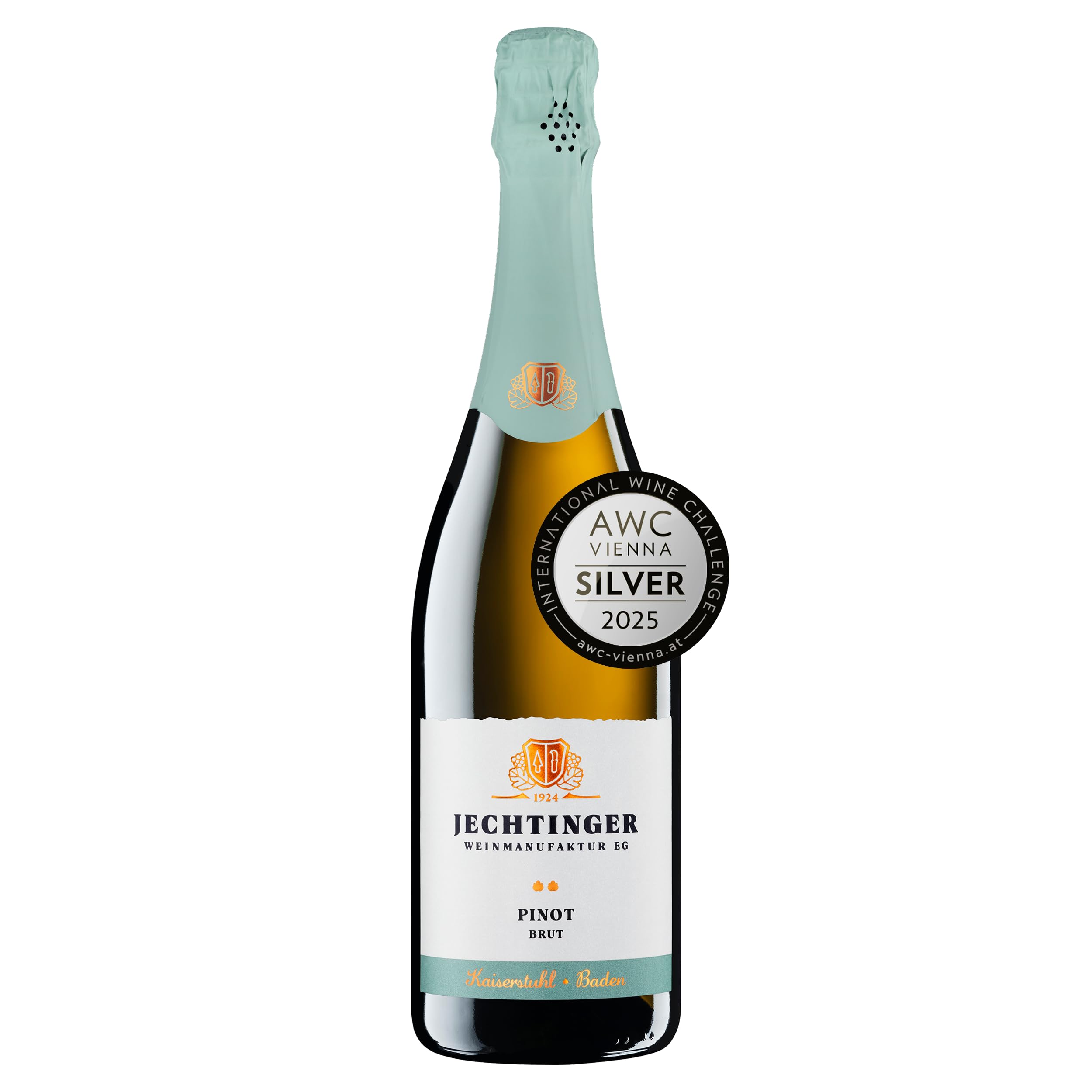 Jechtinger Pinot Brut Sekt – SILBER 2025 AWC Vienna – Winzer-Sekt trocken „Die Handwerklichen“, feinperlig & elegant mit Apfel & Orangenschale (1 x 0,75 l)