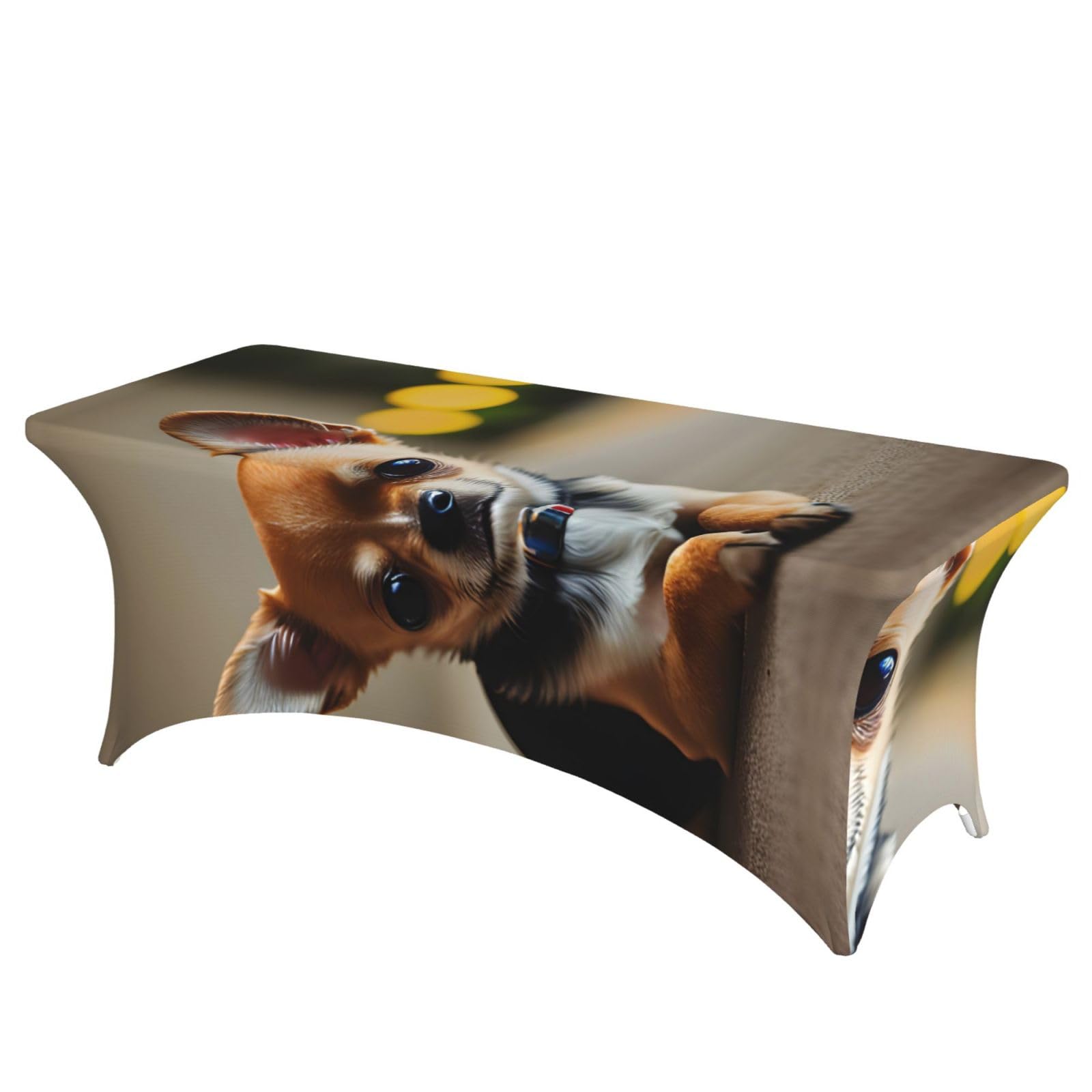 Nappe rectangulaire extensible contre les taches pour grande table chihuahua