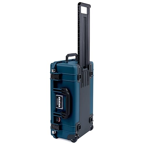 Pelican Air 1535 Carry-On Case by ColorCase - Deep Pacific Blue - Medium Size Waterproof Case - Black Handles & Latches - Black Handles & Latches