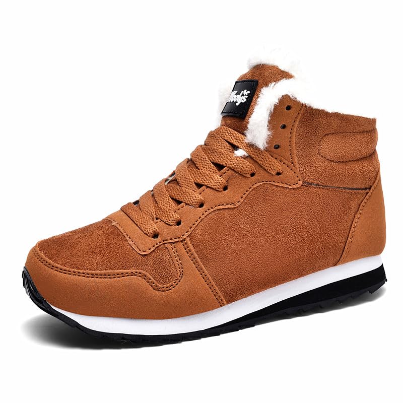 Womens Winter Thermal Snow Boots Warm Plush Lined Lace Up Sneakers Faux Suede Non-slip Shoes Womens Footwear