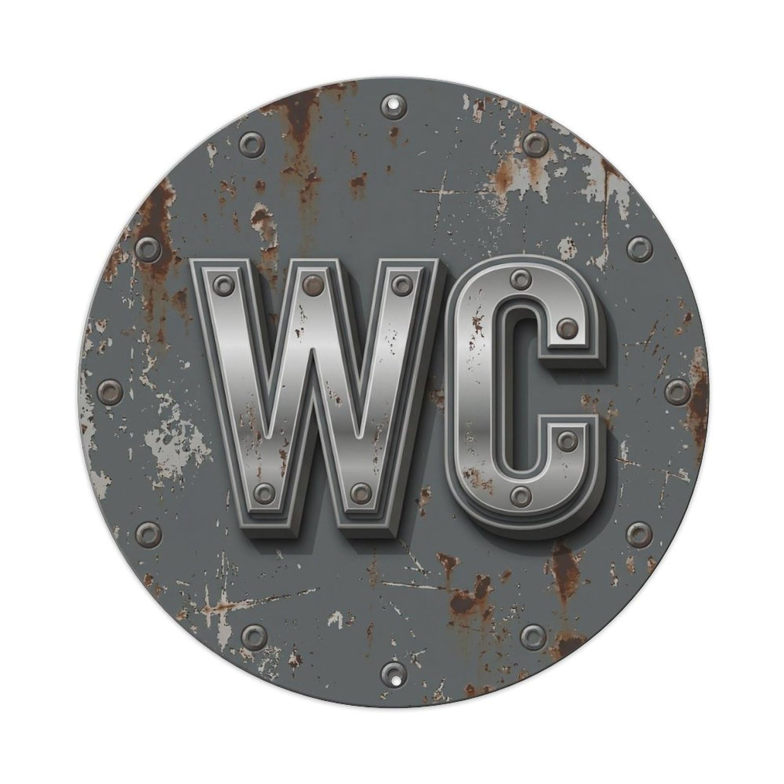 Toilet （WC） Arsenal Shield Metal Tin Sign Plaque Wall Decor for Cafe, Club Bar, Office, Home Garden Round Metal Poster 8x8Inch