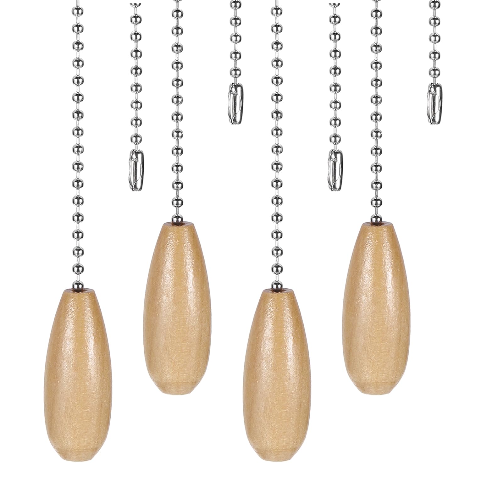 PATIKIL Ceiling Fan Pull Chain Extender, 4Pcs 12" Decorative Wooden Pendant Extension Chains Beaded Ball Pulls Cord Extender for Ceiling Fans Light Lamp Chandelier, Wood Color