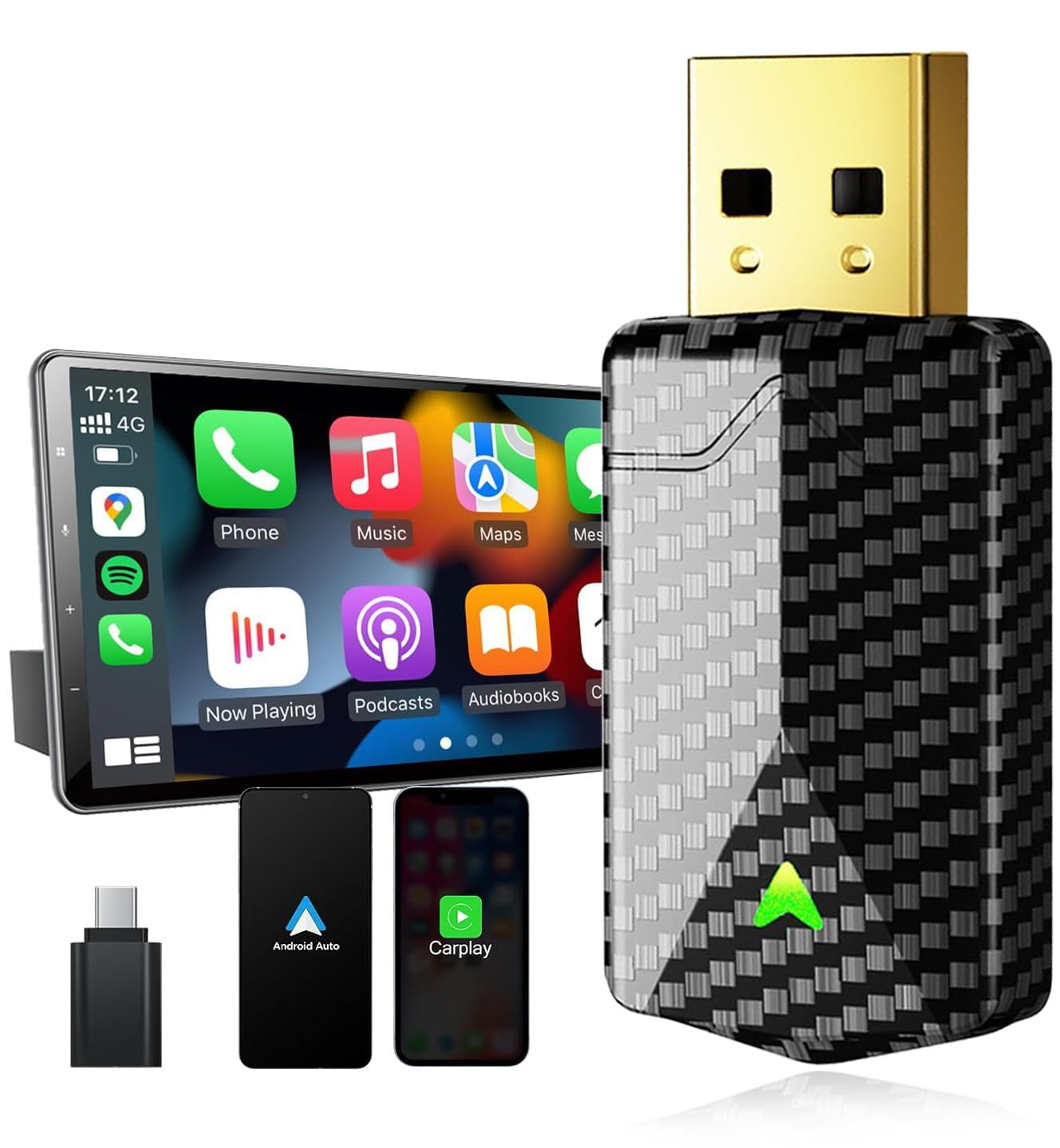 PASLDA Wireless Carplay Adapter with Fast Stable 5Ghz WiFi Bluetooth Connection, Wired to Wireless Carplay Adapter for Apple, Compatible with iPhone 6 or above/iOS10+ & Cars from 2016
