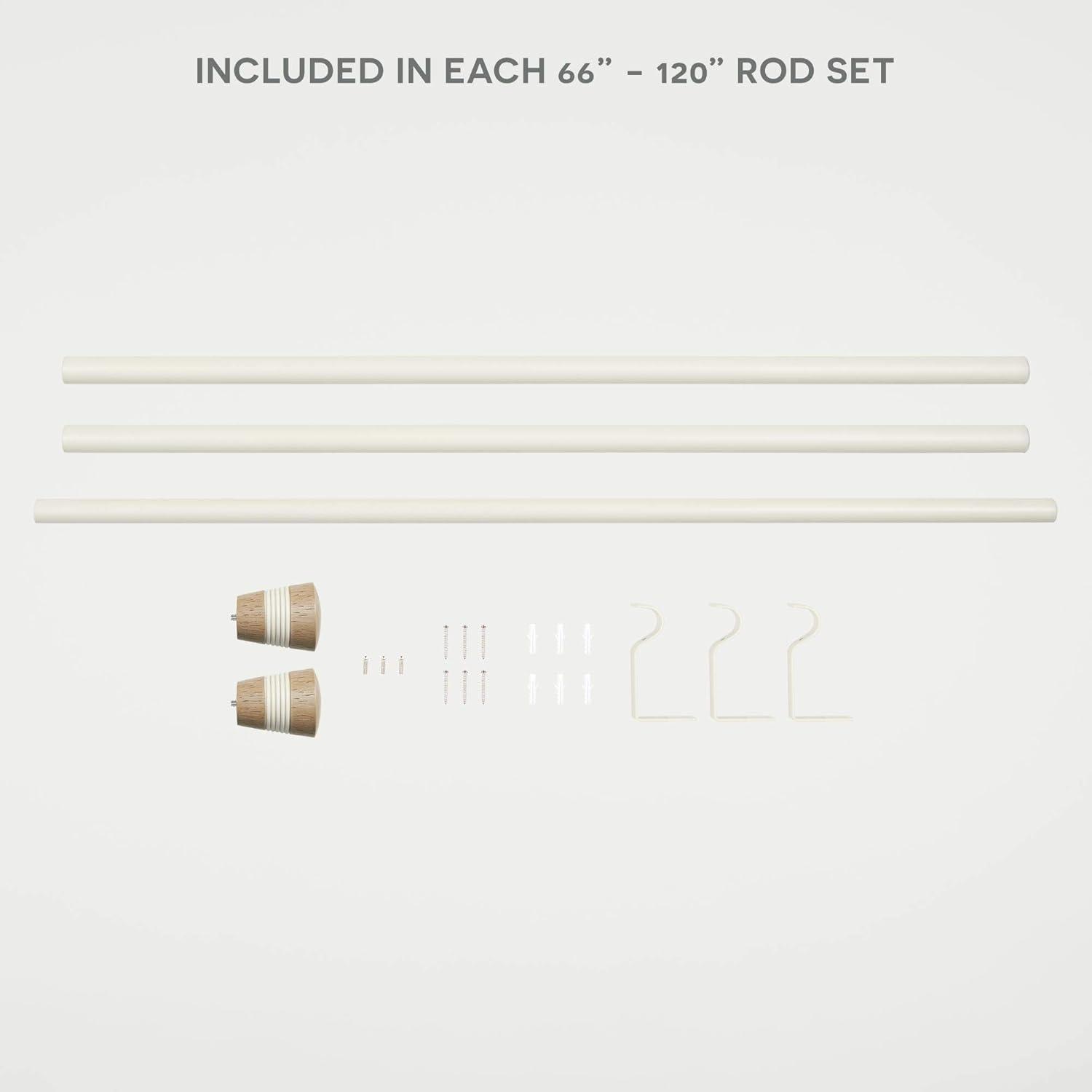 Exclusive Home Hillhurst 1" Window Curtain Rod and Finial Set, Off White, Adjustable 66"-120"