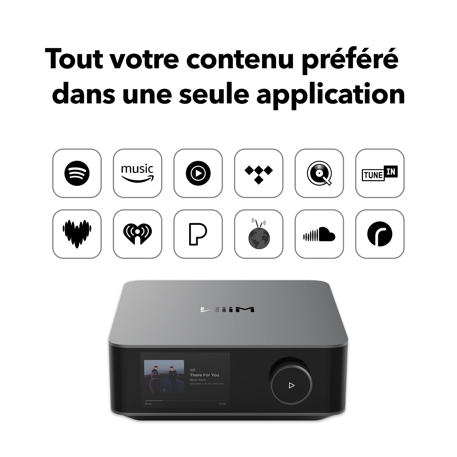 WiiM Amp Ultra avec Voice Remote2 | Amplificateur de Streaming 100W avec DAC ESS ES9039Q2M Dual Amplis TI TPA3255 |Égaliseur RoomFit Intégré&Écran Tactile| Entrées HDMI ARC, Optique, RCA| Gris Spatial