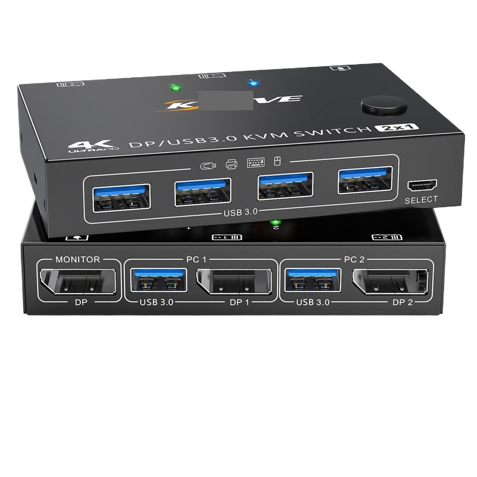KVM Switch USB 3.0 DP KVM Switch 2 in 1 Out 3440x1440@144Hz,for 2 Computers Share 1 Monitor and 4 USB 3.0 Devices-image-19