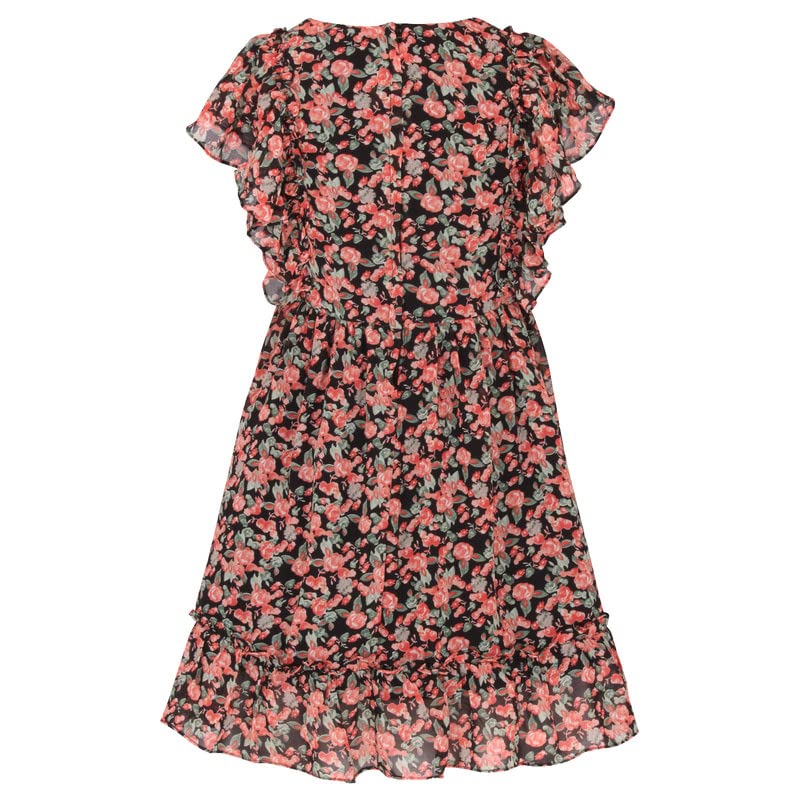 Image of Cutecumber Girls Georgette Floral Printed Fit & Flared Red Frock Dress For Baby Girls & Kidsware, Stylish Gift Dress for Special Occassion, Birthday & Party Outfit Age 1-15 Years