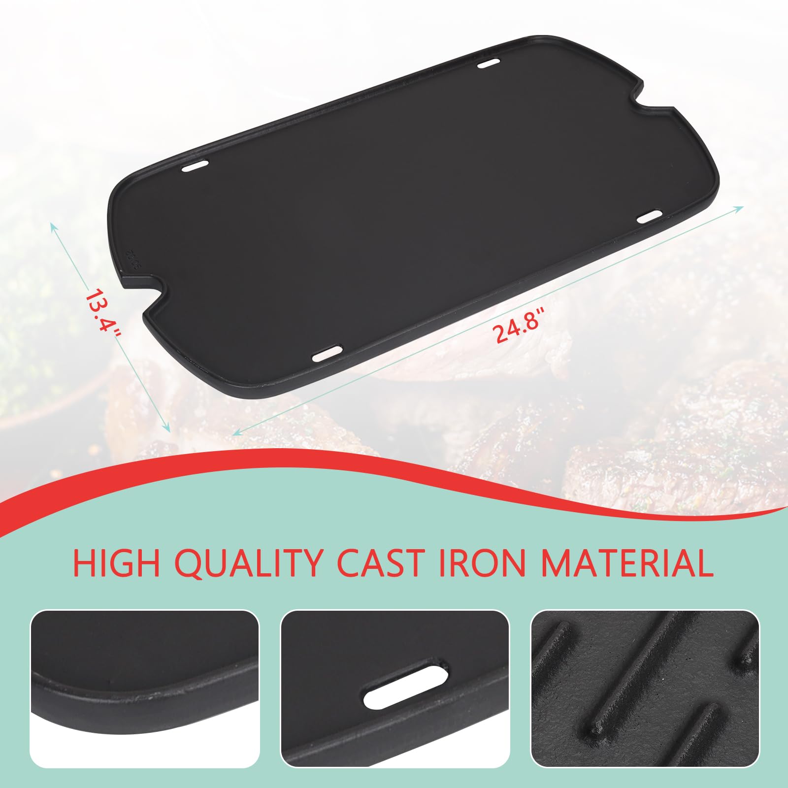 WEBROIL Cast Iron Griddle for Weber Traveler Portable Gas Grill 9010001 9013001 9020001 9030001,Reversible Griddle Insert Replacement Parts for Weber Traveler Grill Accessories with Carry Bag