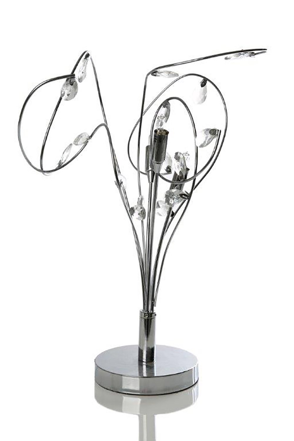 KLiving Bremen Bedside Crystal Table Lamp with Curly Lighting for Modern Bedroom Living Room, Silver