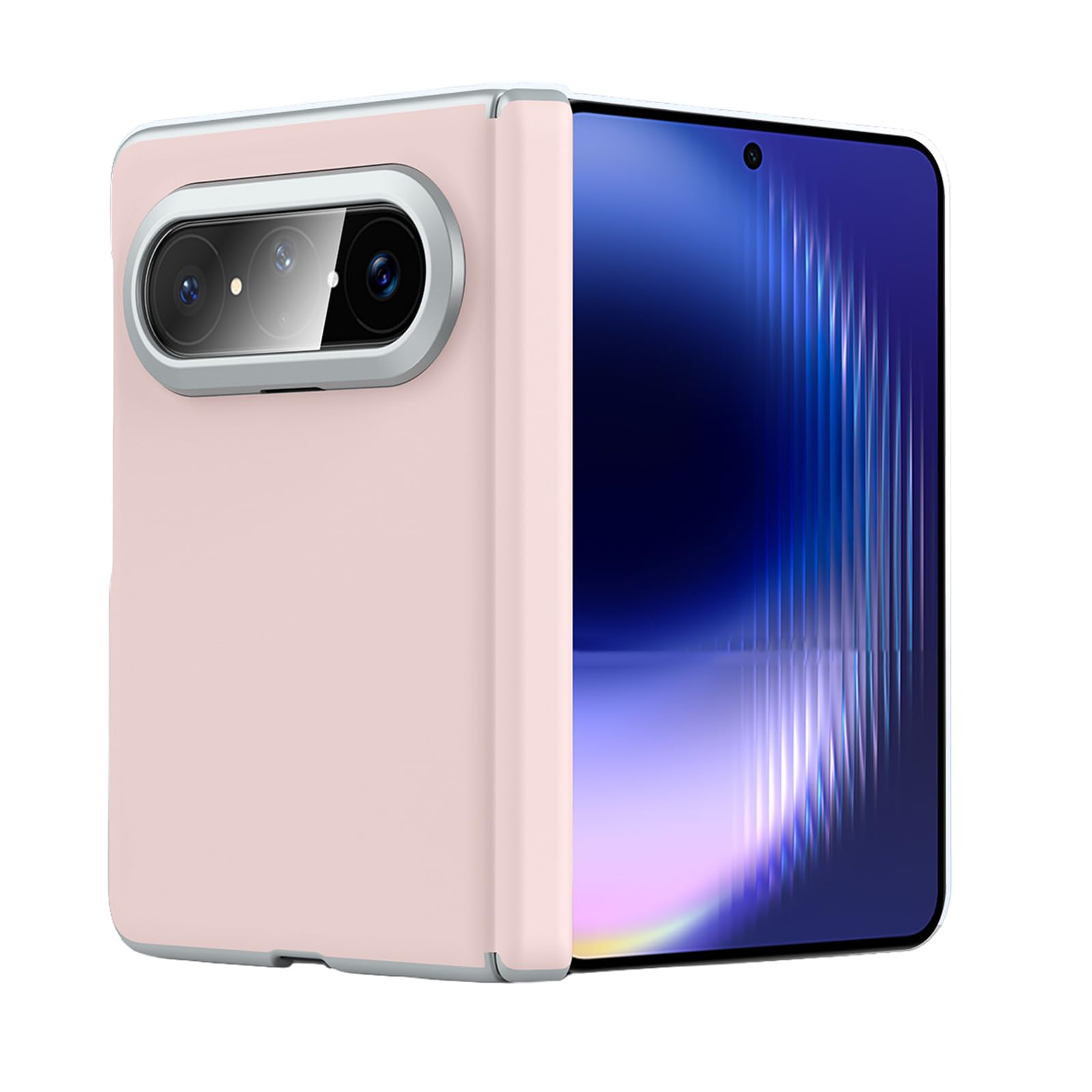 Funda De Cuero For Huawei Pura X MAX, Funda Trasera De Teléfono Magnético De Carga Inalámbrica, Carcasa De Protección A Prueba De Golpes con Bisagra, Tacto Suave(Pink)