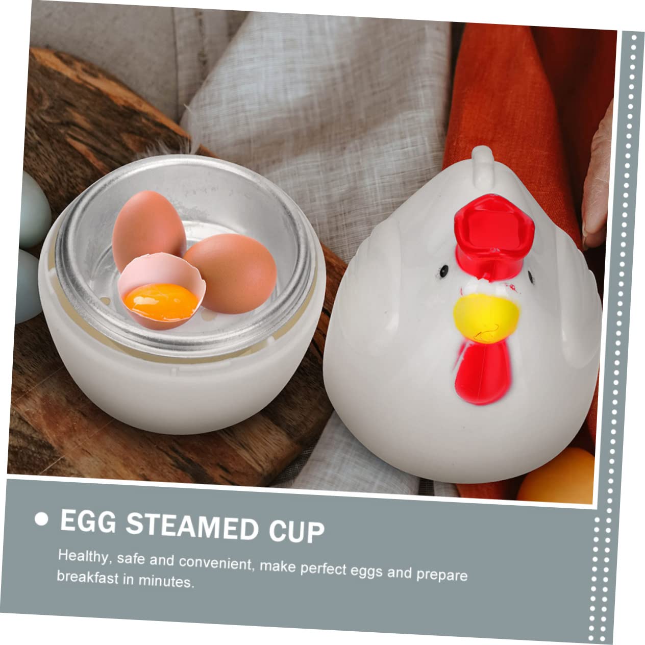 BRIGHTFUFU Adorable Chicken Shaped Egg Steamer Compact Egg Boiler for Microwave Cooking Kitchen Gadget for Poached and Scrambled Eggs and Easy to Use