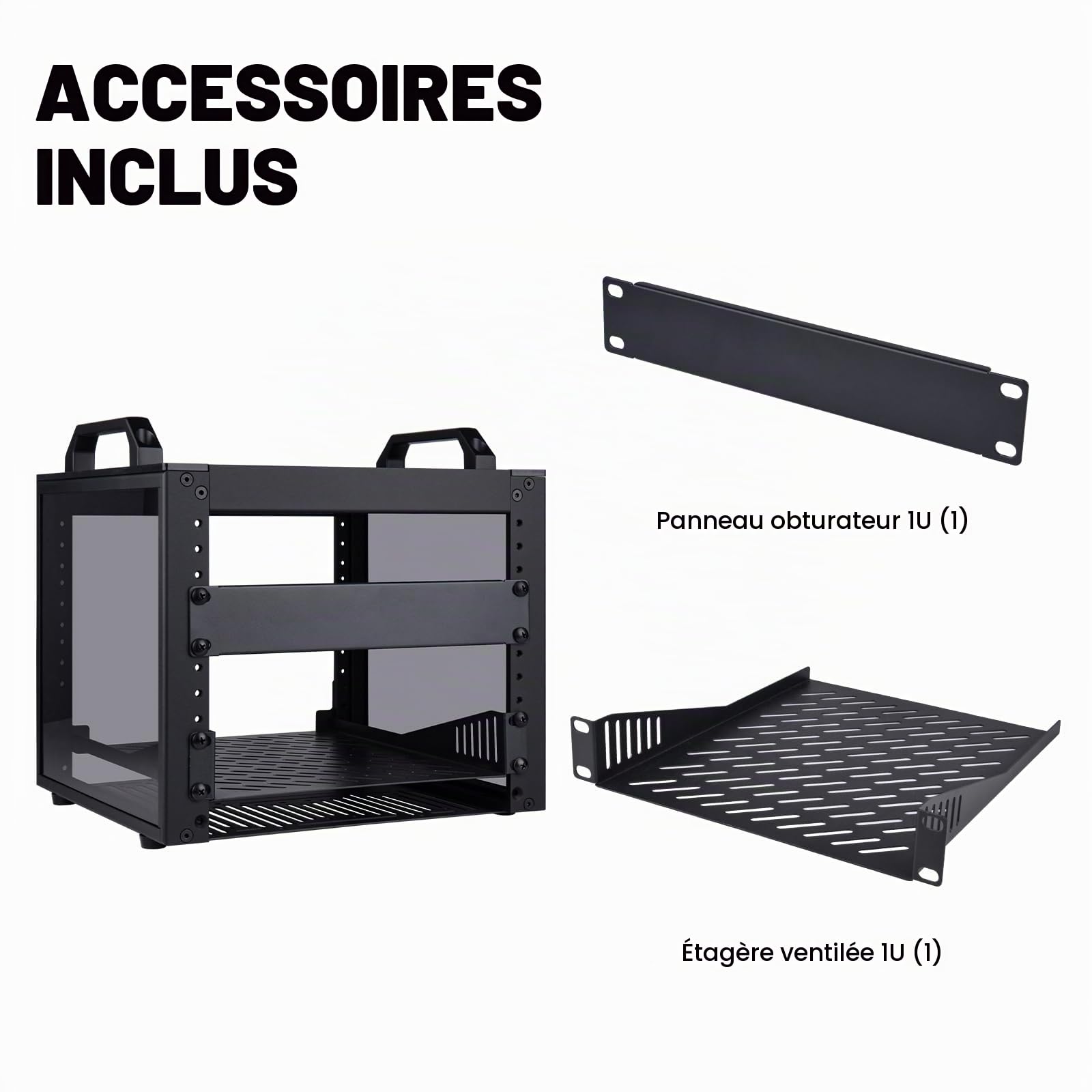 GeeekPi Rack de serveur 4U, rack réseau de 25,4 cm pour serveurs, réseau, équipement A/V, DeskPi RackMate T0 Plus Rack Mount, 260 mm de profondeur (noir, 26 cm de profondeur)