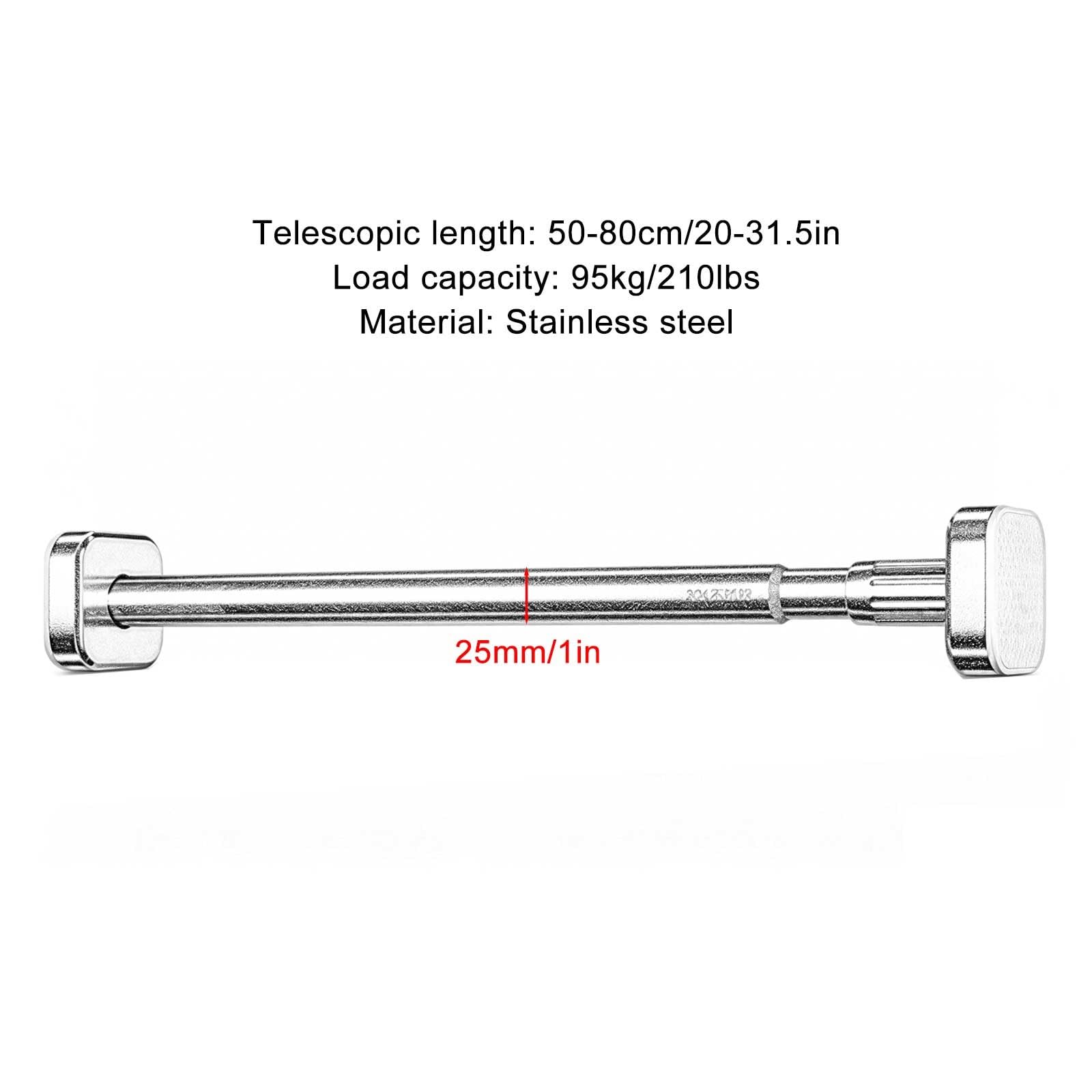 Tringle de Douche Extensible de 35 à 200 Cm, Barre Rideau Sans Perçage pour la Maison, la Salle de Bain et le Dressing, en Acier Inoxydable(Gray,50-80cm/20-31.5in)