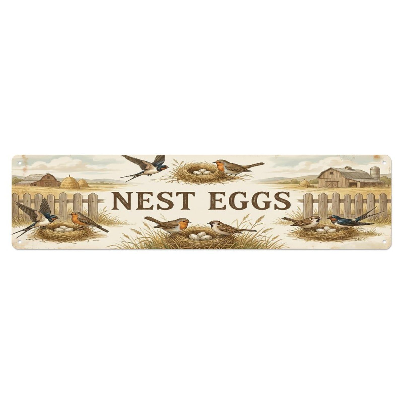 Xanthor Style Metal Tin Sign Vintage Nest Egg Bird Farmhouse Funny Bird Backyard Farm