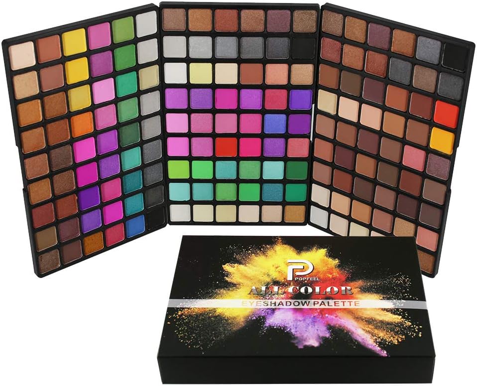 162 Colors Hightlight Eyeshadow Palette Makeup Gift Set, Pure Vie Professional Long Lasting Waterproof Matte Highly Pigments Shiny Shimmers Glitter Makeup Palette Colorful Cosmetic Eye Shadow Pallet