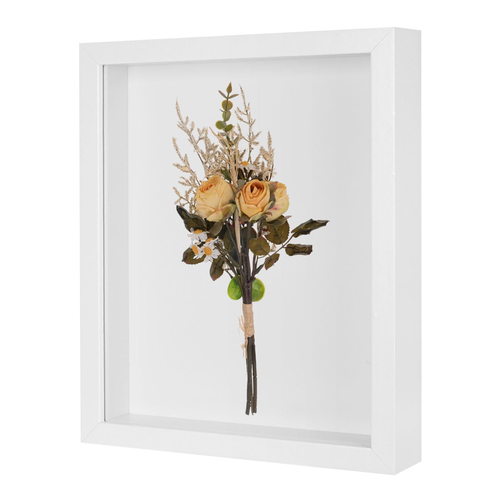 M METERXITY Shadow Box Frame (9 x 11 Inch, White) - Wooden Dried Flower Photo Frame, Memory Box Display Case with Felt Back, Apply to Flower/Tickets/Photos/Memorabilia DIY