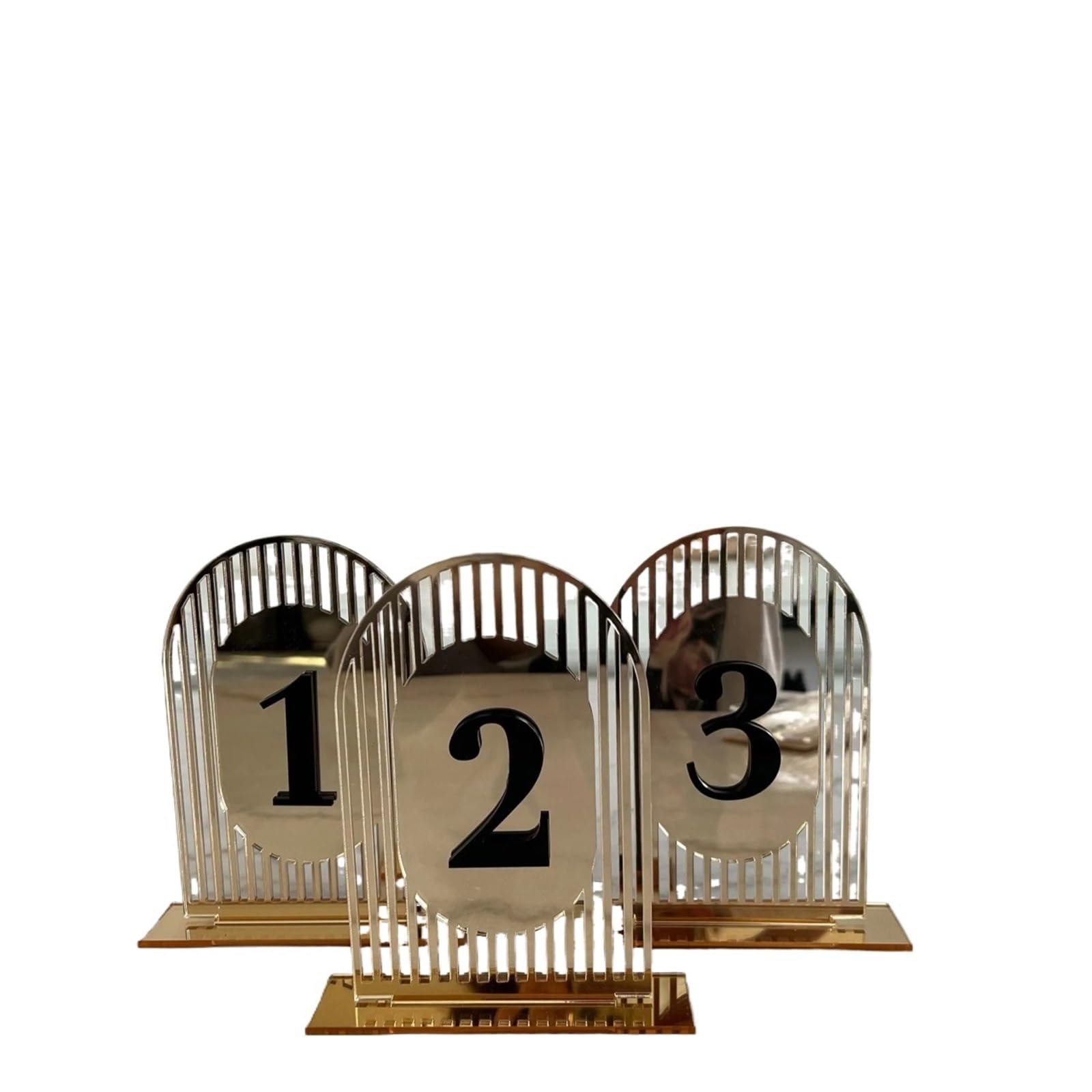 Tischnummer Halter Wedding Gold Arch Table Numbers Modern Party Event Decor Unique Acrylic 3D Mirror Signs Party Tischkartenhalter(Color 2,Table 1-30)