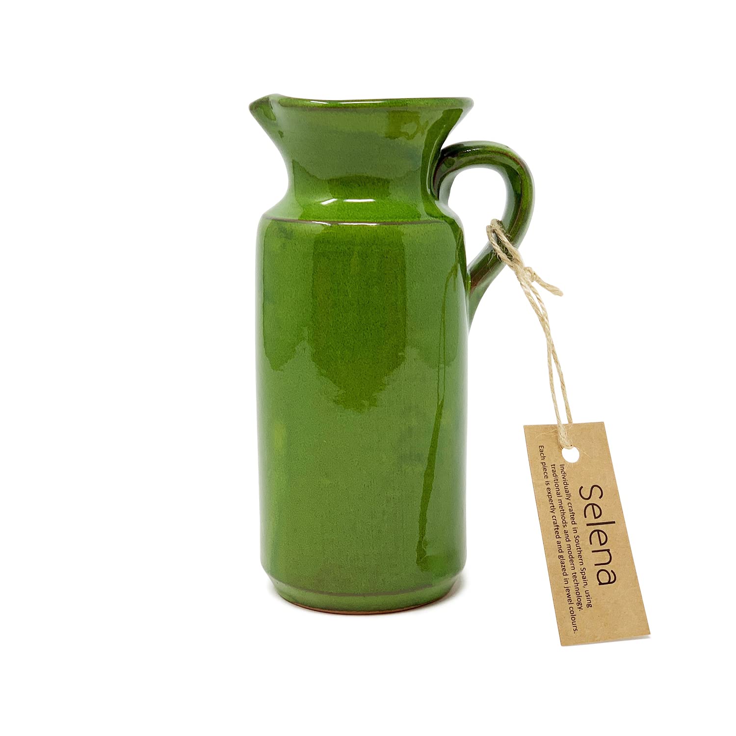 Verano Spanish Ceramics Selena Rustic Bottle - 0.5L - Dark Green - 18cm