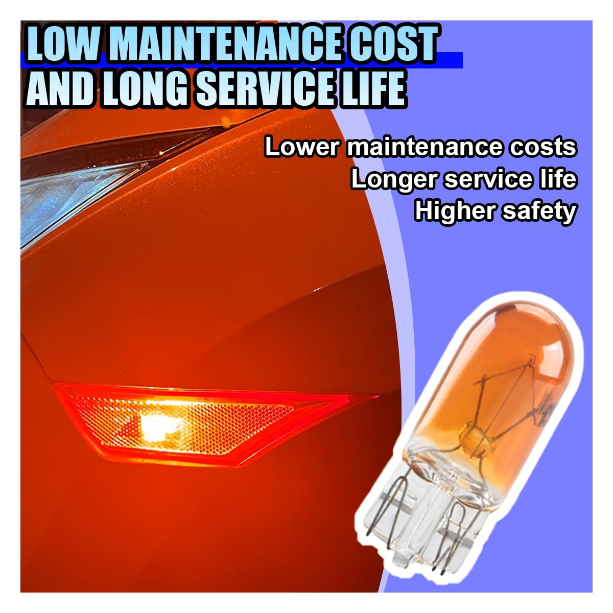 10PCS T10 Car Brake Light Bulb 12V 5W Flat Foot Halogen Width Indicator Lights Quartz Glass Turn Signal — view 3