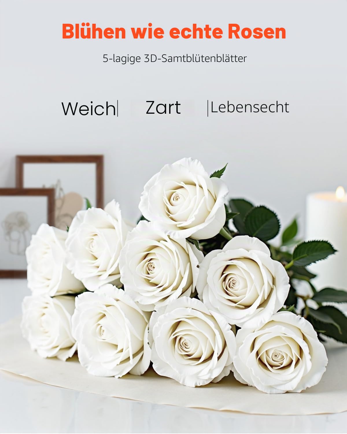 VEVOR Künstliche Blumen Rosen, 120 Stück Kunstblumen, Weiße Gefälschte Rose mit Stielen, Schaumrosen für DIY Hochzeit Blumensträuße Braut Valentinstag Muttertag Zuhause Dekoration