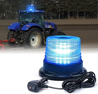 Xprite Blue LED Rooftop Beacon Strobe Light w/Magnetic Base Warning Safety Police Flashing Lights for Law Enforcement Vehicles Forklift Trucks Golf Carts UTV ATV Snowplows Firefighters Volunteer EMS