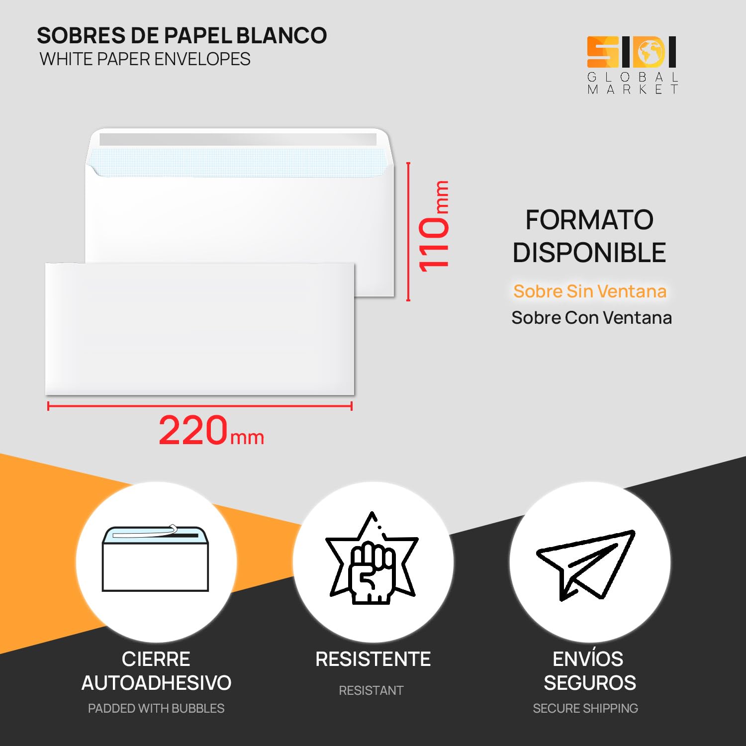White Envelopes, Paper Envelopes, American Paper Envelopes Without Window - Image 2
