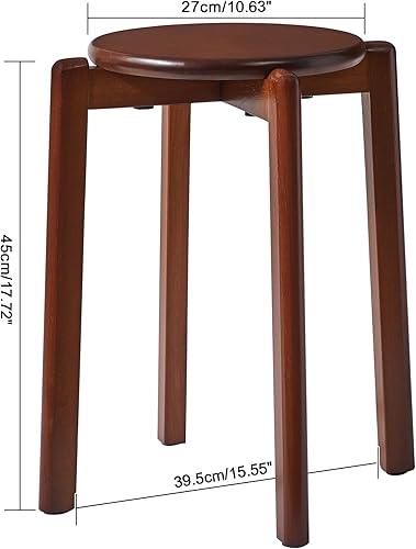 Miniatura 3 de YMYNY Juego de 4 taburetes apilables, taburetes redondos de madera maciza, sillas escolares, taburetes pequeños, para estudiantes, sala de estar,
