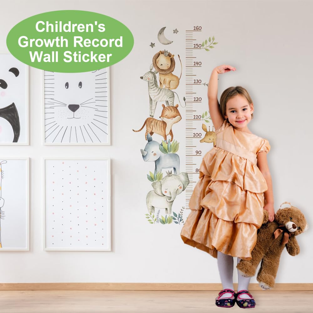 Metro Bambini Parete Adesivo 60-160 cm Tabella Altezza Animali per Cameretta