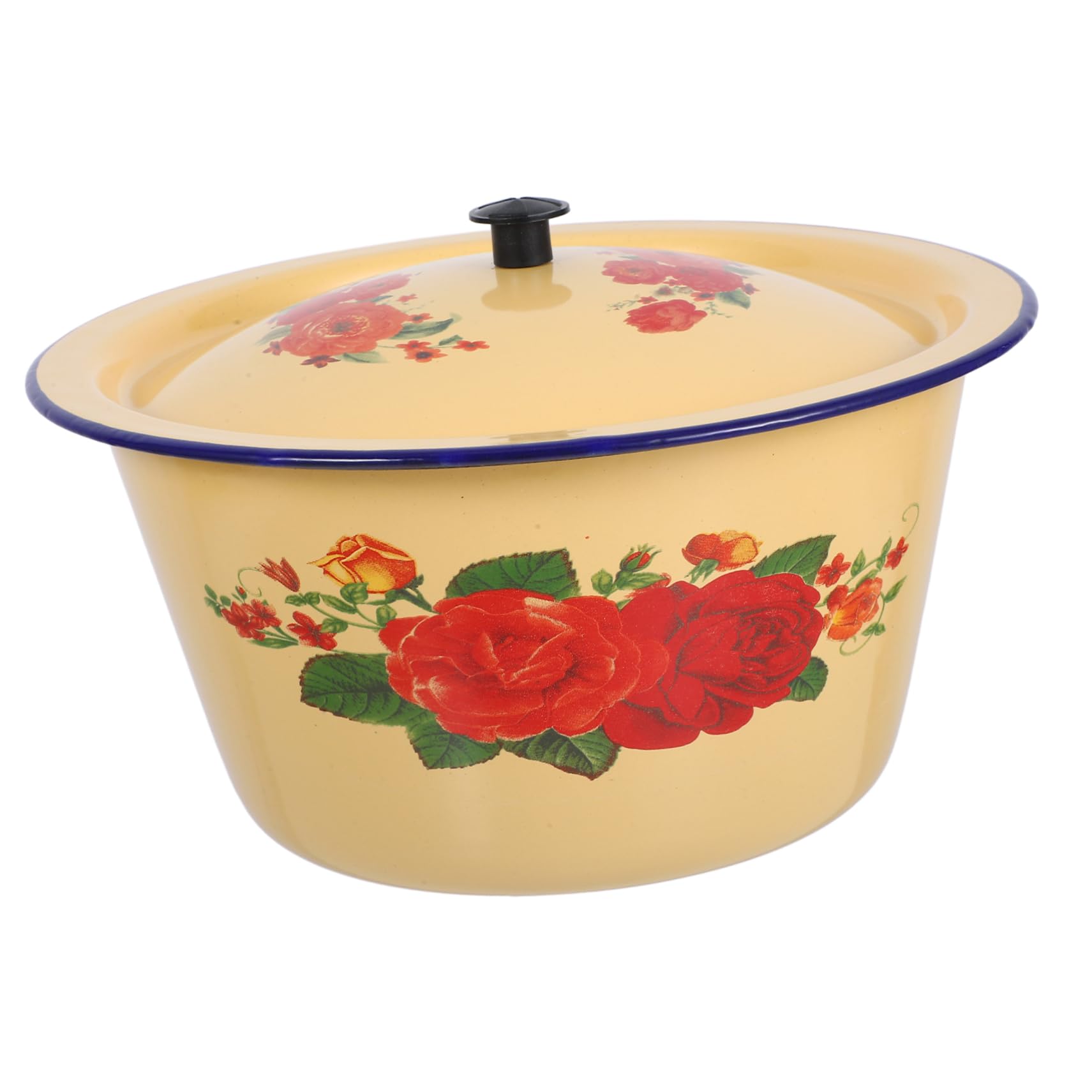 Ciieeo Vintage Emaille Schüssel mit Deckel Emaillierter Handwaschtopf im Retro Stil Leicht zu Reinigen Vielseitig für Zuhause und Restaurant Keramik Schälchen mit Deckel