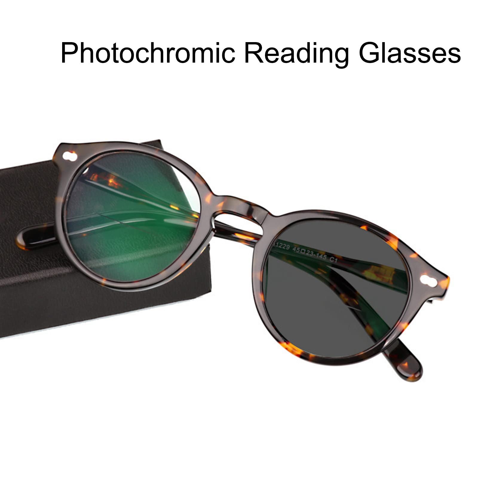 Gafas de Lectura con Placa Retro para Hombres y Mujeres, Gafas de Sol UV de transición fotocromáticas para Ancianos, lectores de Sol para Exteriores +1,0 a + 3,0,C3-+3,00