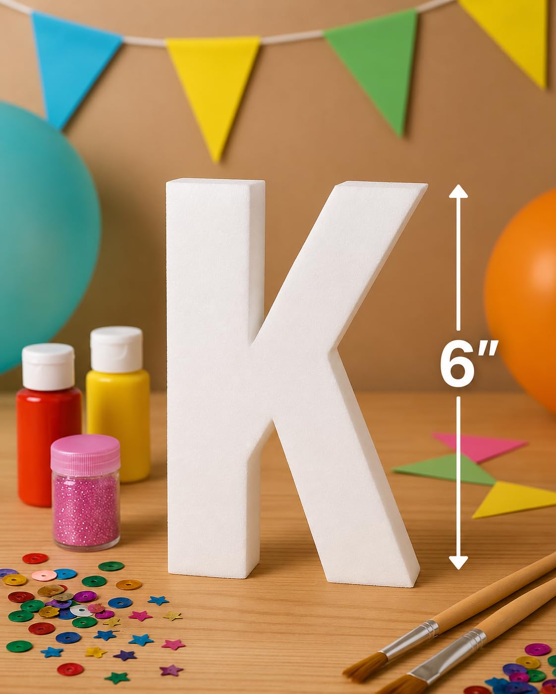 Oasis Supply Freistehender Buchstabe K aus EPS-Schaumstoff, 15,2 cm, weiß, glatter Polystyrol-Buchstabe für Hochzeiten, Kuchen, Party-Displays, Kunst und Handwerk, Monogramme, Fotohintergründe und