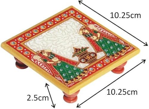 Miniatura 3 de Handicrafts Paradise Mármol Puja Chowki Par con Kalash