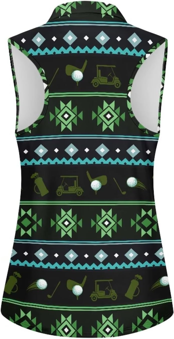 Sleeveless Golf Polo Shirts for Women, Zip Women Sleeveless Golf Shirt, Tank Tops Polo Shirts for Summer