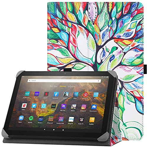 HoYiXi Funda Universal para 10-11 Pulgadas Tablet Fire MAX 11 2023 Release con Soporte y Correa de Mano Funda Cover Protectora para 10'-11' Samsung Lenovo Huawei TECLAST Tablet - árbol