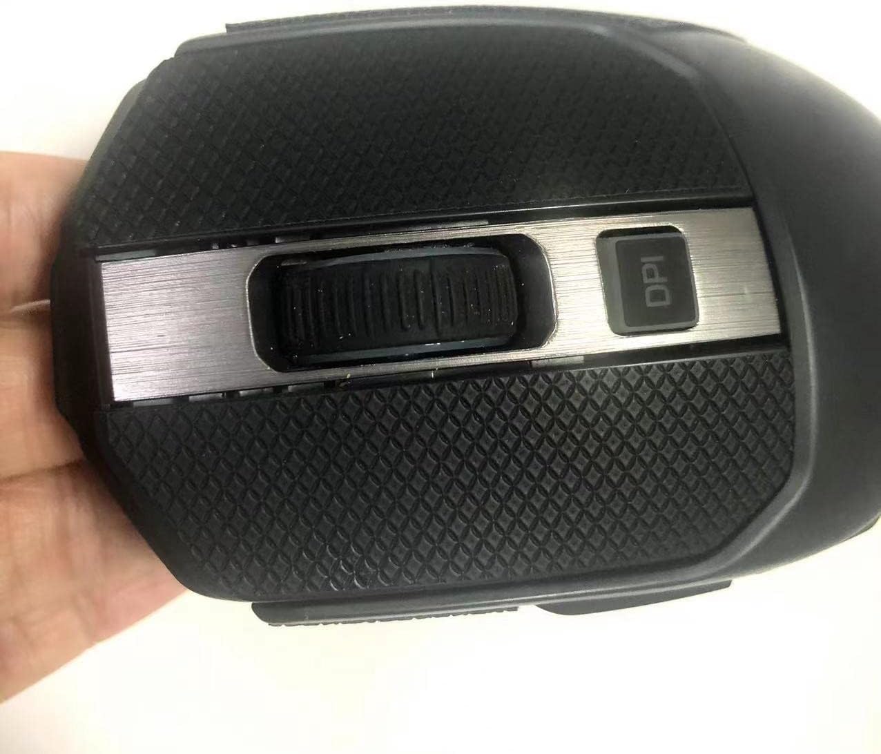 Close-up of anti-slip paste applied to a ROCCAT Kain mouse