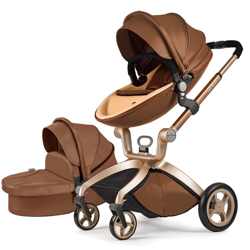 Hot Mom Kinderwagen 2in1 Set Klassik Kombikinderwagen mit Alu-Rahmen/Vollgummireifen (Lattices)