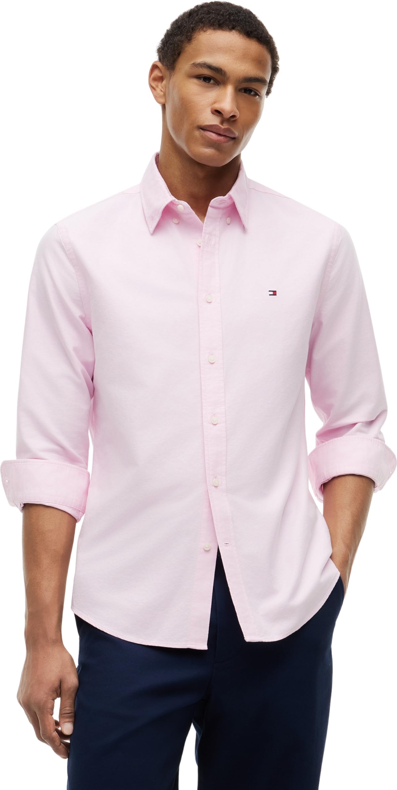 Tommy Hilfiger Men's Long Sleeve Shirt - Rose Petal - L