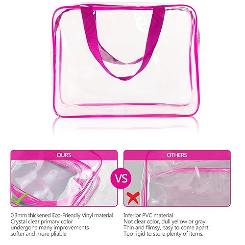 Miniatura 77 de Kit de aseo de viaje de viaje para hombres y mujeres, 3 piezas de PVC transparente, impermeable, organizador de embalaje de vinilo, bolsa con cierre