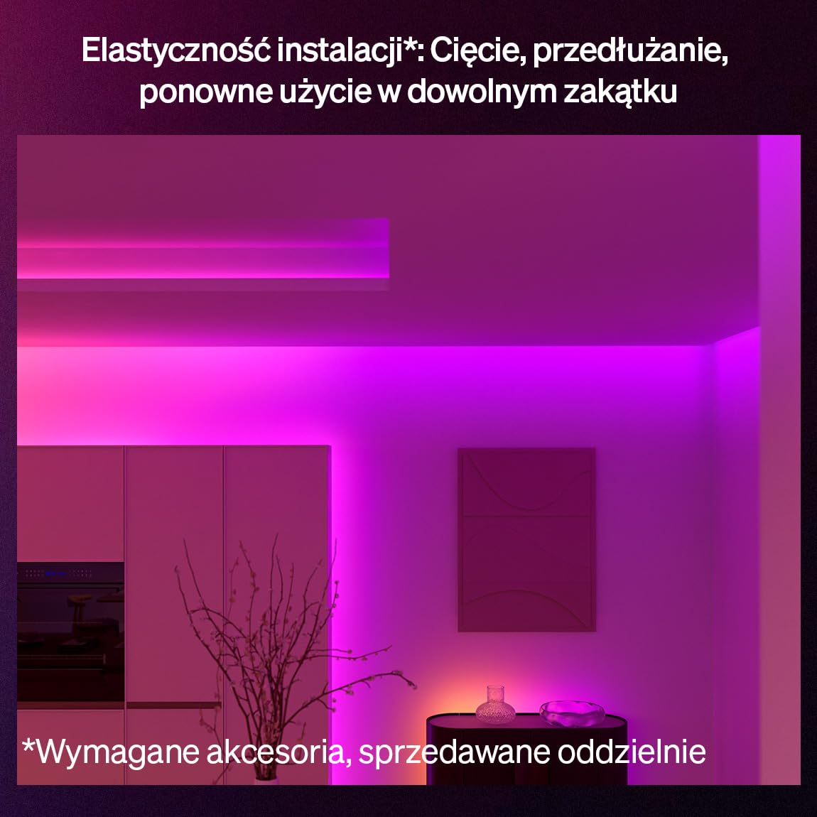 Philips Hue Flux ultra-bright 5 m LED, 4800 lm, żywe kolory i atmosfera, Chromasync™, przycinanie i przedłużanie, sterowanie aplikacją i głosem, do wnętrz i na zewnątrz