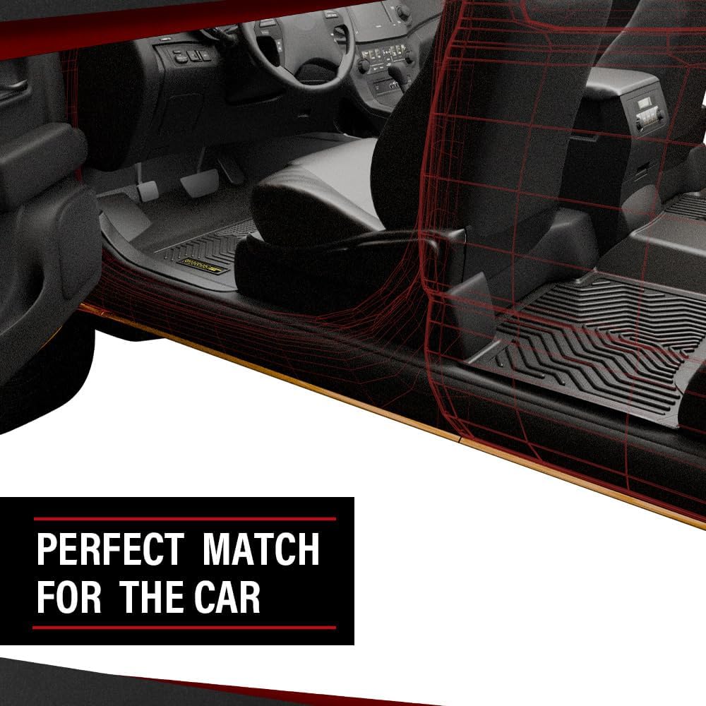CHEDA TPE Cargo Liners All-Weather Protection Compatible with Toyota Tundra Double Cab Pickup 2007-2011/Fits Toyota Tundra CrewMax Cab Pickup 2007-2011 Front & 2nd Row 3PCS