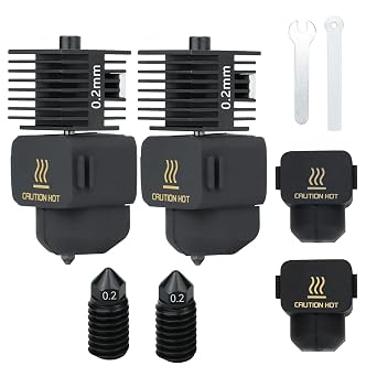 0.2mm 2 Pack A1 Mini/A1 A2L Hotend Print Head Hot End Kit Extruder Upgrade High-Temperature 0.2MM Hardened Steel Nozzle Replacement with Silicone Cover Sock for Bambu Lab 3D Printer Accessories