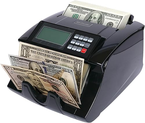 Automatic Bill Counter Machine โ Fast Money Counter with UV/IR/MG/DD Counterfeit Detection, High-Speed Cash Counting, Multi-Currency & LCD Display for Home & Business