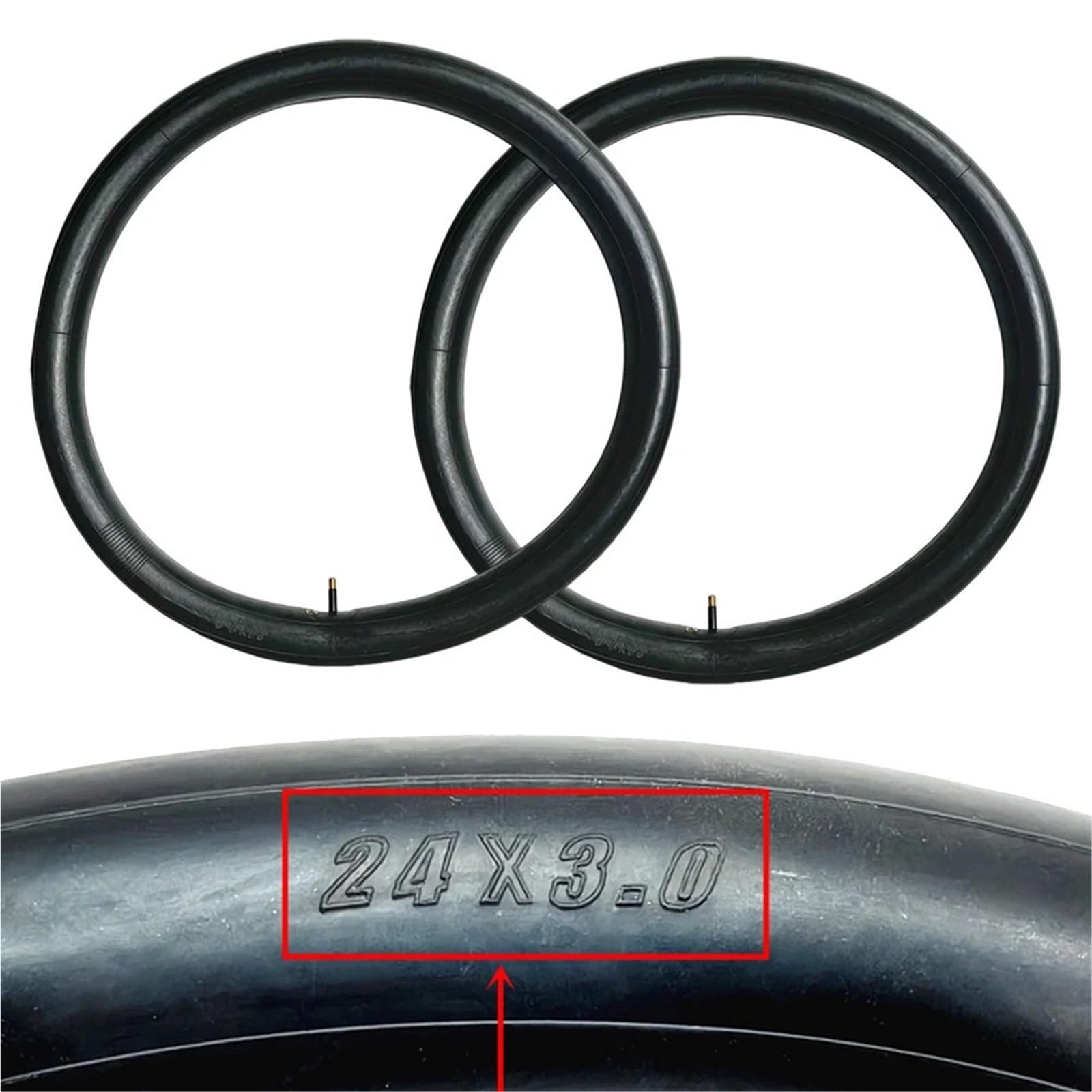 Générique Bicyclette, 2 Chambres À Air 24 X 3,0 for Fat Bike – Valve Droite for Vélos Électriques, VTT Et Tout-Terrain – Construction en Caoutchouc Durable