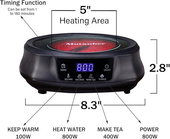 Estufa Vitrocerámica Eléctrica Blanca 800W Portátil miniatura 2