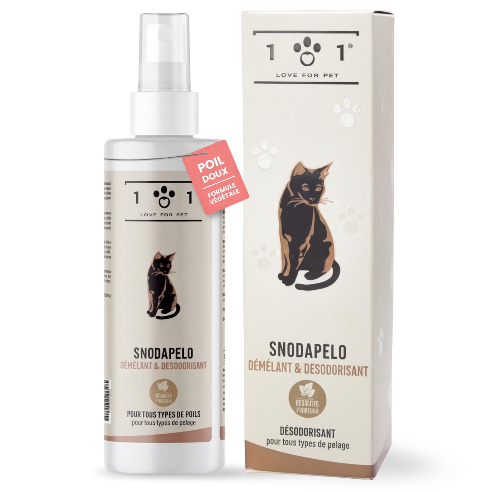 Linea 101 Spray Demelant Chat Poils Longs Naturel 250 ML Démêlant Chat Poils Longs Parfum Chats Délicat Soin Vegan pour Poil Doux et Brillant sans Rinçage Tous Types de Pelage