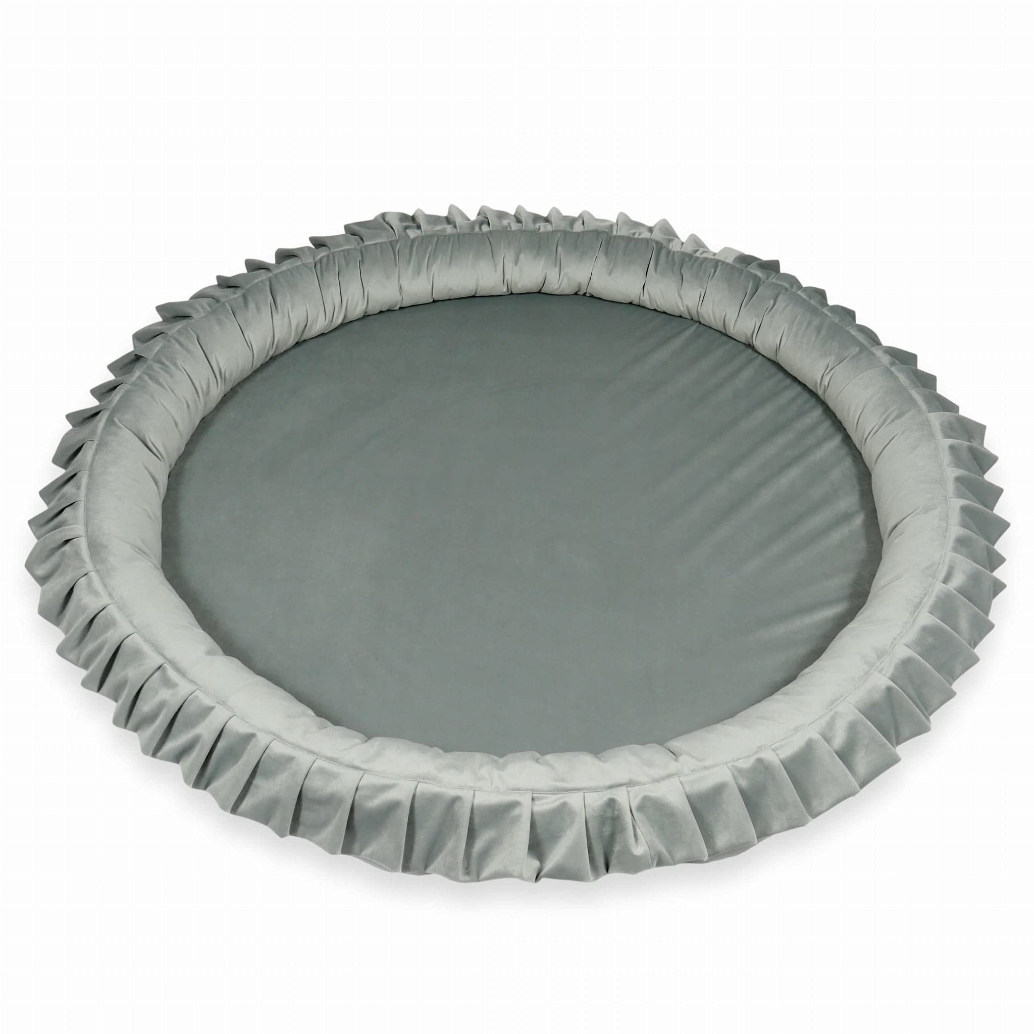 Mimii Baby Spielmatte 120 cm Rund velvet grau - Baby Spielnest aus Schaumstoff - Krabbelmatte mit Rand - Weiche Bodenmatte für Kinderzimmer - Sicher & Waschbar