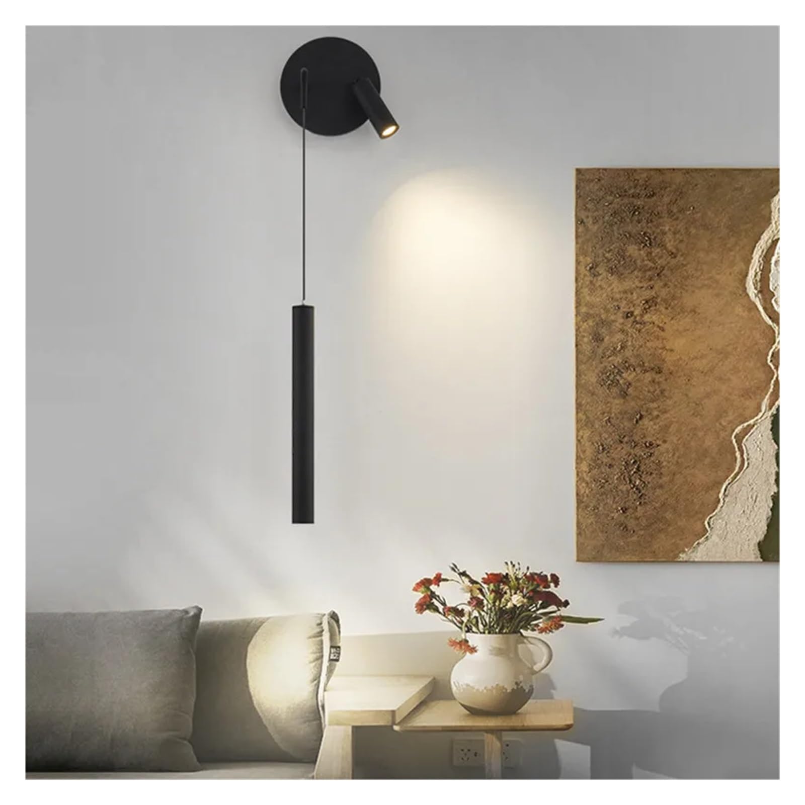 Lampka nocna kinkiet Nordic minimalistyczny salon tło kinkiet, lampa punktowa luksusowa LEDmodern sypialnia mała lampa wisząca,Oświetlenie obrazu(2700-3500K,B-Left)