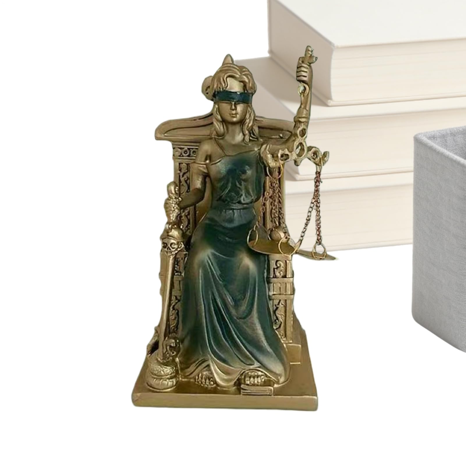 Statue de déesse justice et équité, décoration bureau vintage pour étagère et cheminée maison